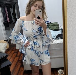 White Floral Romper. WORN ONCE.